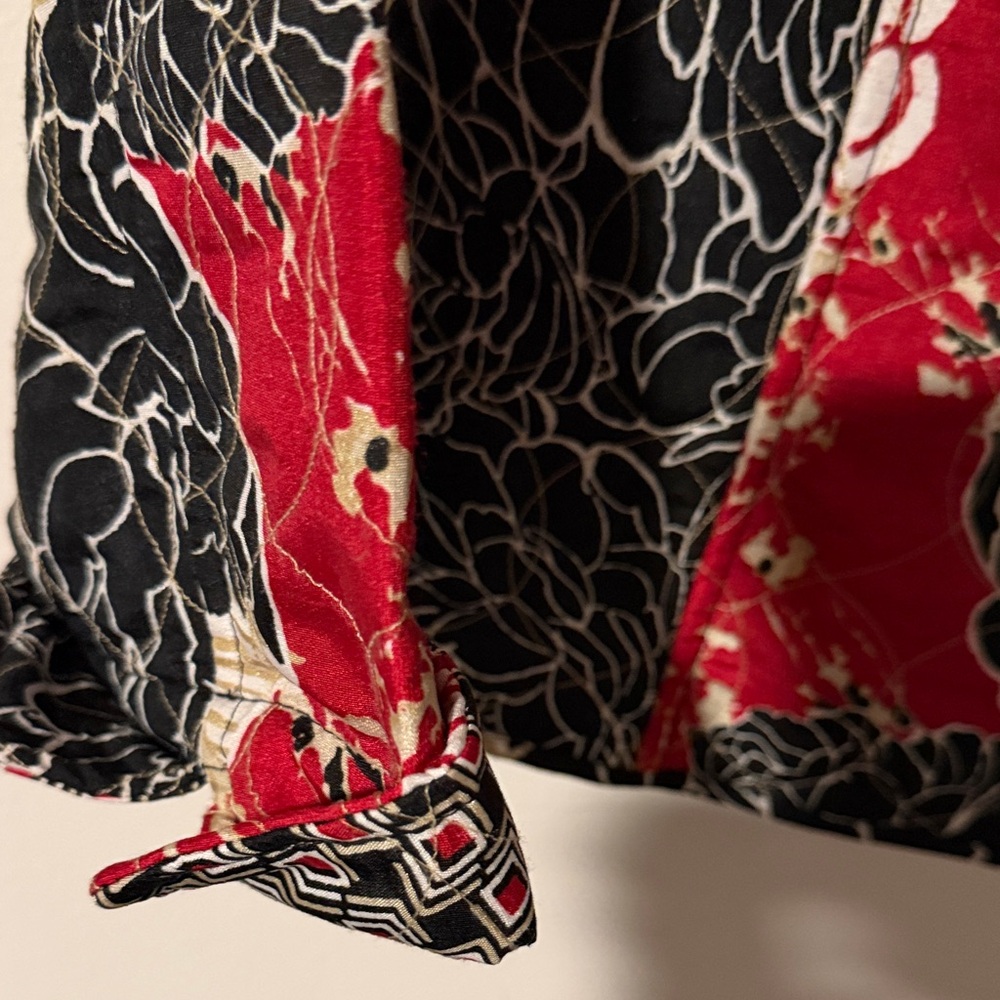 Reversible Quilted Chico's Vibrant Floral Blazer - Red, Black, White - Picture 3 of 6